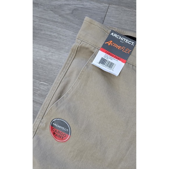 NEW Architect Active Flex Straight Leg Cargo Pants Men's 40x30 Beige Flat Front - Picture 4 of 13